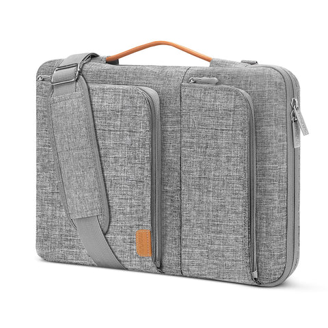 MOSISO 360 Protective Laptop Shoulder Bag, 15-15.6 inch Computer Bag Compatible with MacBook Pro 16, HP, Dell, Lenovo, Asus Notebook, Side Open Briefcase with 2 Accessory Pockets & Handle & Belt, Gray