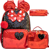 Meetbelify Backpack for Girls 16" Backpacks for Girls for School Sequin Backpack with Lunch Box for Elementary Students