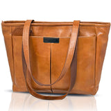 Real Leather Laptop Bag for Women - Leather Tote fits 13 Inch - Work Tote with Luggage Sleeve - Work Bags for Women