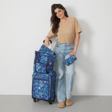 Sakroots On the Go 4 Piece Travel Bundle, Includes 21" Rolling Suitcase, Packable Large Tote, Medium & Small Pouches, Royal Blue Seascape