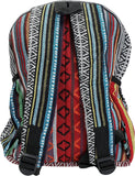 AUNERCART Hemp Backpack Traveling Bagpack, Cotton Canvas Stripe Nepali Himalayan Backpack, College Gift Casual Small Daypack Bag 13 x 11 x 5 Inches