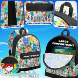 Pokemon Backpack for Kids Teens Boys Girls, Pikachu Anime Backpacks, Bag for Daycare Sports Vacation Travel, School Gift (Multi Graffiti)