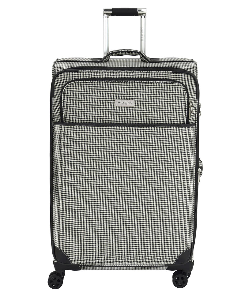 London Fog Cambridge 29" Expandable Spinner, Black White Houndstooth