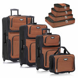 Travel Select Amsterdam Softside Expandable Luggage with Rolling Wheels, Orange, 8-Piece Set (15/21/25/29) with Packing Cubes