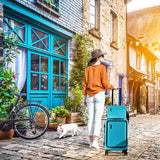 TRAVELARIM 20 Inch Carry On Luggage 22x14x9 Airline Approved, Carry On Suitcase with Wheels, Hard-shell Carry-on Luggage, Durable Luggage Carry-On, Teal Small Suitcase with Cosmetic Case