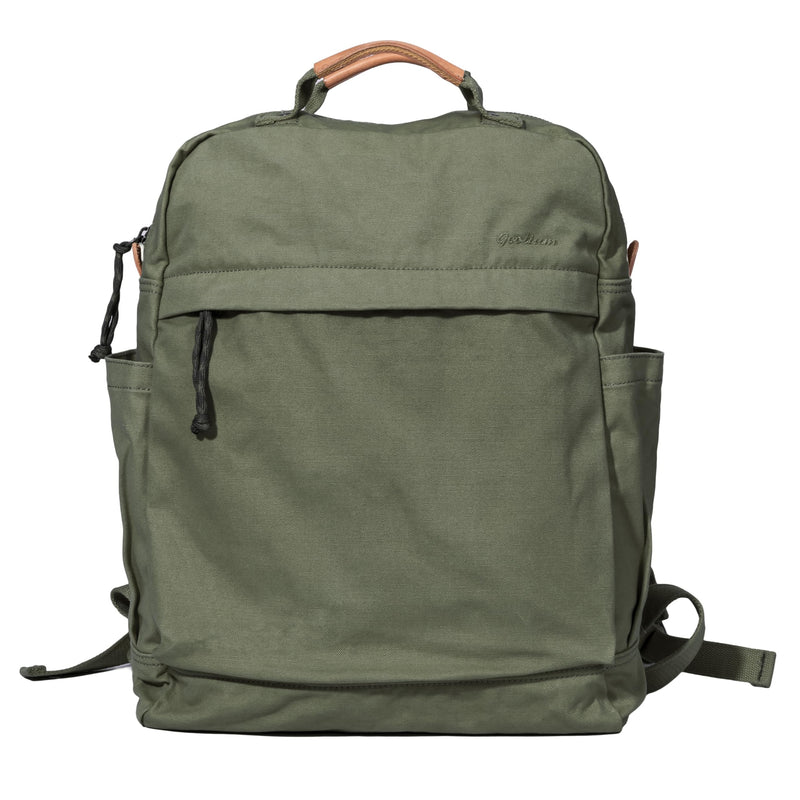 GOOTIUM Canvas Backpack for Women Vintage Style Zipper Bag Men's Casual Daypack Cloth Outdoor Travel Rucksack, Olive