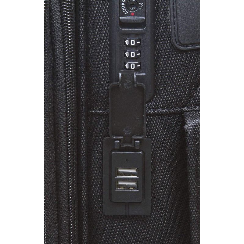 Dejuno Executive New Generation 3-Piece Spinner Luggage Set with USB Port, Black,3-Piece Set,2006DJ-BLACK