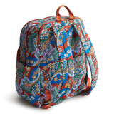 Vera Bradley Women's Premium Cotton Large Bancroft Backpack, Flowers + Feathers, One Size