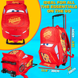 Disney Cars Lightning McQueen Carry-On Luggage with Wheels & Telescopic Handle for Kids 16”– 25L, Lightweight Travel Bag for Boys & Girls, Trips & Vacation Gifts