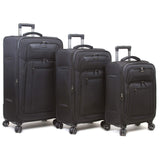 Dejuno Executive New Generation 3-Piece Spinner Luggage Set with USB Port, Black,3-Piece Set,2006DJ-BLACK