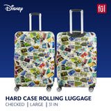 FUL Disney Stamps 30 Inch Rolling Luggage, Hardshell Checked Suitcase with Spinner Wheels, Multi