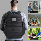 MOZETO Laptop Lunch Backpack for Men, Tactical Inspired Utility Anti-Theft Work Bag with Cooler Compartment Lunchbox (Black, 17 Inch)
