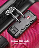 Suitour Luggage 3 Piece Sets Hard Shell Luggage Set with Spinner Wheels, TSA Lock, 20 24 28 inch Travel Suitcase Sets,Rose Red