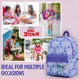 Disney Stitch Backpack for Girls Teens School Bag Kids Book Bag School Supplies Gifts (Purple)