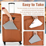 Merax Softside Luggage Set, 5 Piece Expandable Travel Suitcase Set with Spinner Wheels and TSA Lock,22" 26" 30"(Orange)