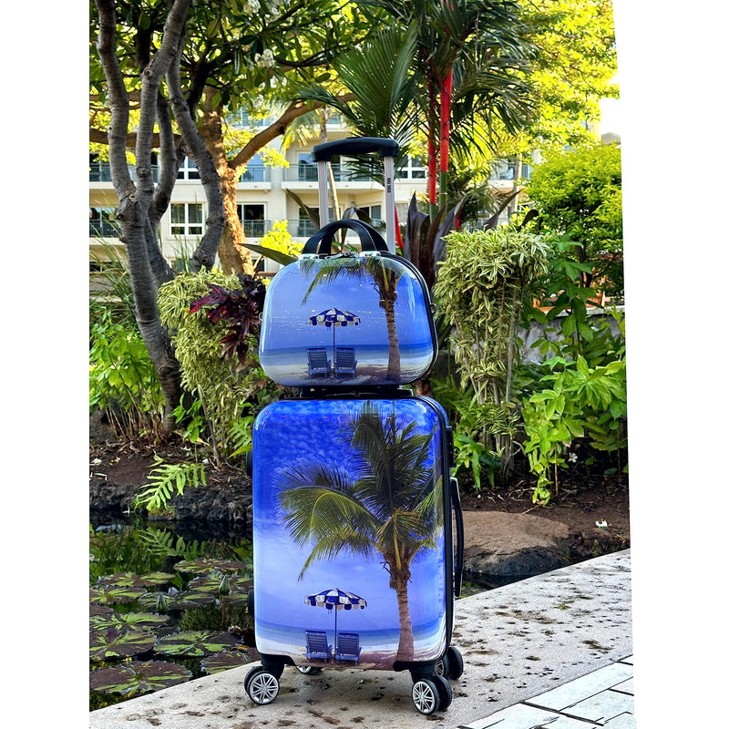 World Traveler Palm Tree Hardside 2-Piece Carry-On Spinner Luggage Set