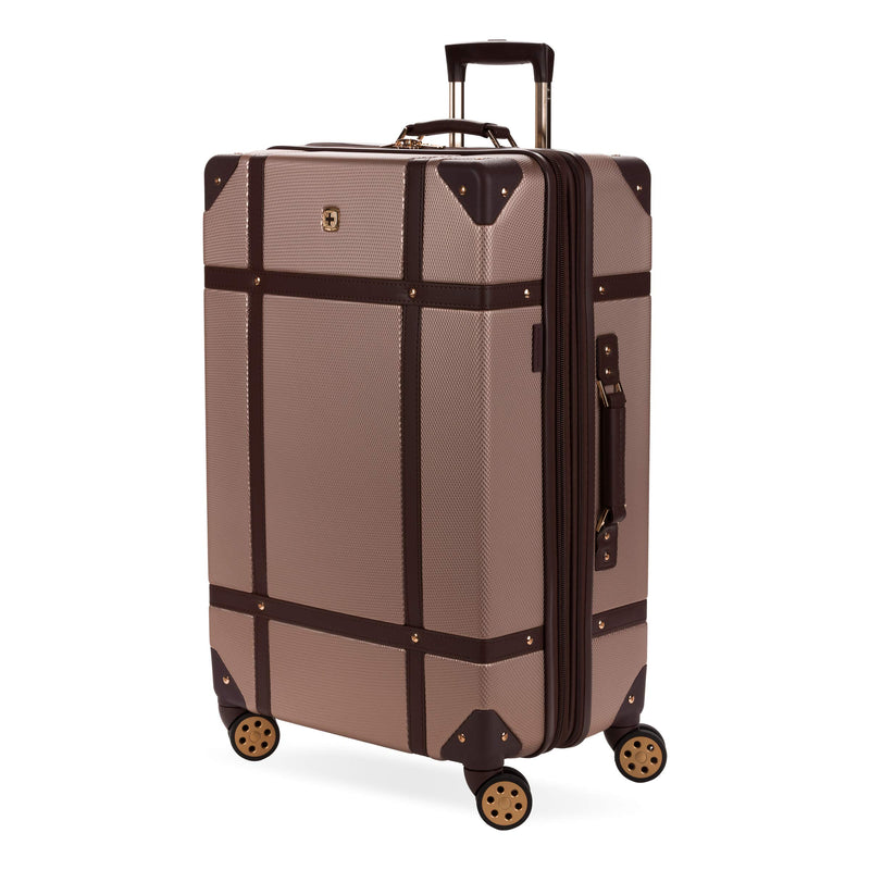 SwissGear 7739 Hardside Luggage Trunk with Spinner Wheels, Blush, Checked-Large 26-Inch
