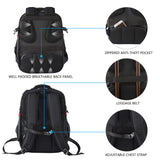 KROSER Travel Laptop Backpack 17.3 Inch XL Computer Backpack with Hard Shell Saferoom RFID Pockets Water-Repellent Business College Daypack Stylish Bag for Men/Women-Black