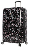 Betsey Johnson 30 Inch Checked Luggage Collection - Expandable Scratch Resistant (ABS + PC) Hardside Suitcase - Designer Lightweight Bag with 8-Rolling Spinner Wheels (Paris Love)