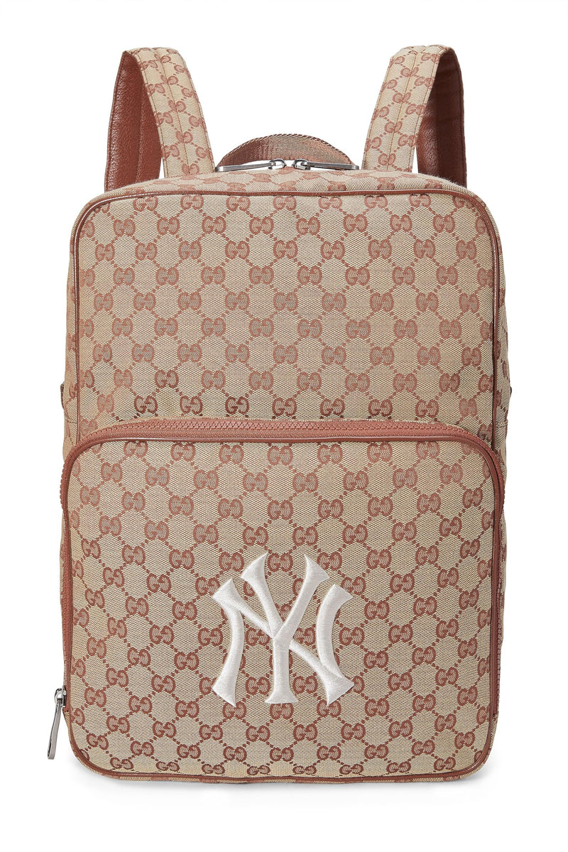 Gucci, Pre-Loved Orange GG Canvas New York Yankees Backpack, Pink