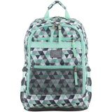 Eastsport Travel College Laptop Lunch Backpack Bookbag, Reusable Insulated Food Snack Cooler Lunchbox Set, for Work, Outdoor, Turquoise Diamonds Geometric Pastel Print