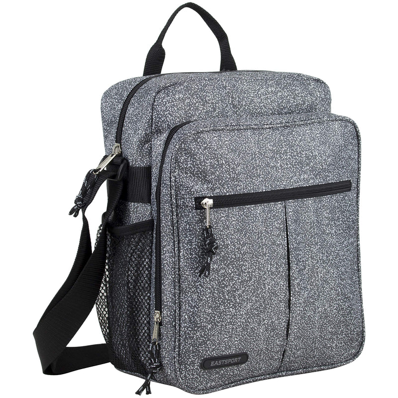 Eastsport Crossbody Work Bag Travel Messenger Purse Shoulder Handbag For Women, Gray Static Dot/Black