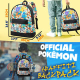 Pokemon Backpack for Kids Teens Boys Girls, Pikachu Anime Backpacks, Bag for Daycare Sports Vacation Travel, School Gift (Multi Graffiti)