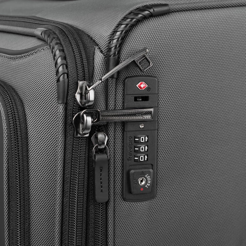 Travelpro Crew Classic Lightweight Softside Expandable Checked Luggage, 8 Wheel Spinner Suitcase, TSA Lock, Men and Women, Checked Medium 25-Inch, Titanium Grey