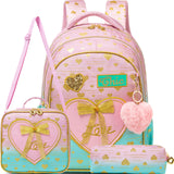 Meetbelify Kids Backpacks for Girls Backpacks for School Kids Canvas Travel Laptop Backpack with Lunch Box for Elementary Students Girls Back to School Bookbag Ages 8-10