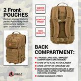 ORCA 40L Military Tactical Backpack for Men - 3 Days Out Rucksack Molle Bag for Camping & Hiking - Heavy Duty Survival Backpack Waterproof with Molle Attachments.