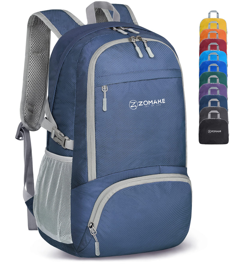 ZOMAKE Lightweight Packable Backpack 30L, Foldable Hiking Backpacks Water Resistant Compact Folding Daypack for Travel(Navy Blue)