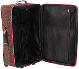 Rockland Vara Softside 3-Piece Upright Luggage Set, Pink Leopard, 3-Piece Set (20 inch/28 inch/22 inch duffel)