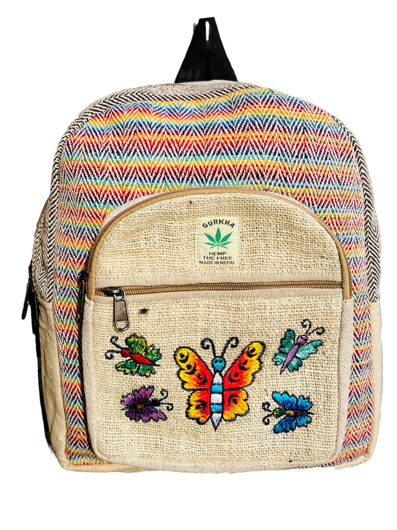Gurkha Handmade Unique design Himalayan Hemp Cotton Backpack 13 IN Medium Hippie, Festival, Hiking & Tablet Laptop Backpack Bag - Handmade In Mt. Everest Country Nepal