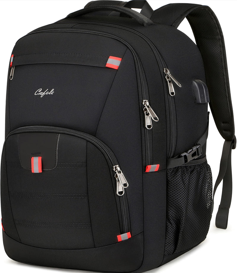 17.3 inch Laptop Backpack,Large Backpack Computer Bookbag Rucksack with USB Charging Port,Water Resistant Sturdy Backpack for Business College School Travel,Men Women Casual Daypack,Black