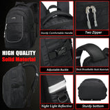 ProEtrade Backpack Bookbag for College Sturdy Travel Business Hiking Fit Laptop Up to 15.6 Inch Multi Compartment Gifts for Men Women Night Light Reflective (Black)