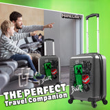 Minecraft Suitcase for Kids Teens Creeper Hard Shell Luggage Rolling Suitcase 4 Wheels Travel Essentials Vacations Trips (Medium Grey, 19.29” - 30L)