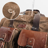 Wildroad Waxed Canvas Genuine Leather 50L Waterproof Duffle Bag - Vintage Travel Weekender Overnight Carry On