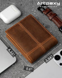 Artpaxy Mens Wallet Bifold Genuine Leather RFID Blocking Wallet for Men with 1 ID Window 13 Card Holders 2 cash pockets 1 Gift Box