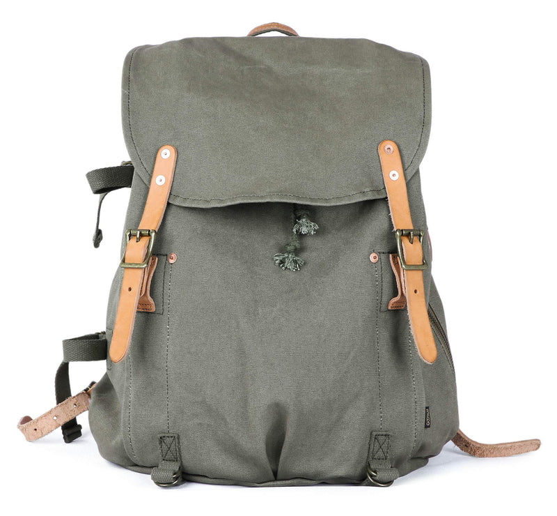 Gootium Canvas Backpack - Vintage Military Rucksack Travel Dayack, Green