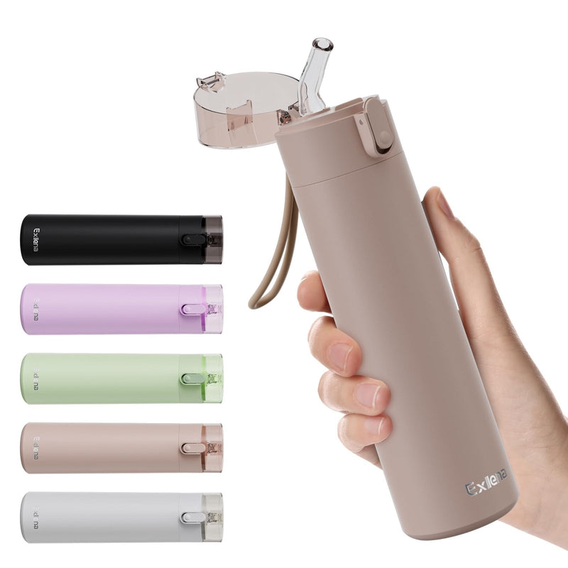 9oz Small Water Bottles with Straw, Mini Water Bottle with One - Hand Open Design, Leak - Proof Locking Lid for Hot&Cold Drinks, Small Travel Water Bottle - 100% Leakproof for School, Travel...(Mocha)