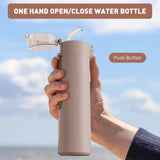 9oz Small Water Bottles with Straw, Mini Water Bottle with One - Hand Open Design, Leak - Proof Locking Lid for Hot&Cold Drinks, Small Travel Water Bottle - 100% Leakproof for School, Travel...(Mocha)