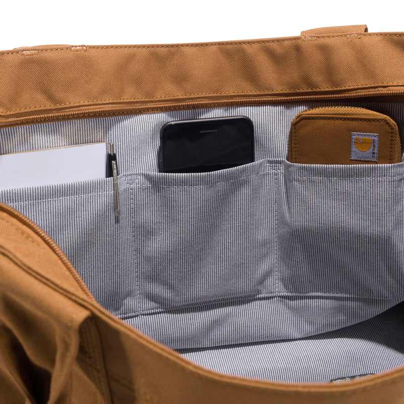 Carhartt Horizontal Zip Tote, Durable Water-Resistant Tote Bag with Zipper Closure, Carhartt Brown