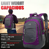 ProEtrade Backpack Bookbag for College Sturdy Travel Business Hiking Fit Laptop Up to 15.6 Inch Multi Compartment Gifts for Men Women Night Light Reflective (Purple A)