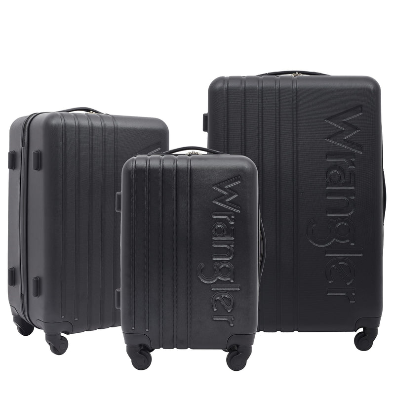 Wrangler Quest Luggage Set, Black, 3 Piece Set (28"/24"/20")