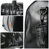 Leather Travel Bag with Shoe Pouch, Waterproof Weekender Overnight Bag, Carry On Duffel Bag for Men Women-Black