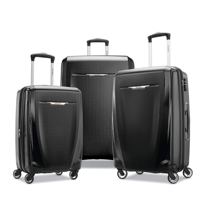 Samsonite Winfield 3 DLX Hardside Expandable Luggage with Spinners, Black, 3-Piece Set (20/25/28)