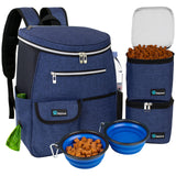 PetAmi Dog Travel Bag Backpack, Airline Approved Dog Bags for Traveling, Puppy Diaper Bag Supplies, Pet Camping Essentials Hiking Accessories Dog Mom Gift, Food Container, Collapsible Bowls, Navy Blue