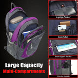 ProEtrade Backpack Bookbag for College Sturdy Travel Business Hiking Fit Laptop Up to 15.6 Inch Multi Compartment Gifts for Men Women Night Light Reflective (Purple A)