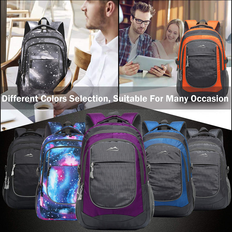 ProEtrade Backpack Bookbag for College Sturdy Travel Business Hiking Fit Laptop Up to 15.6 Inch Multi Compartment Gifts for Men Women Night Light Reflective (Black)