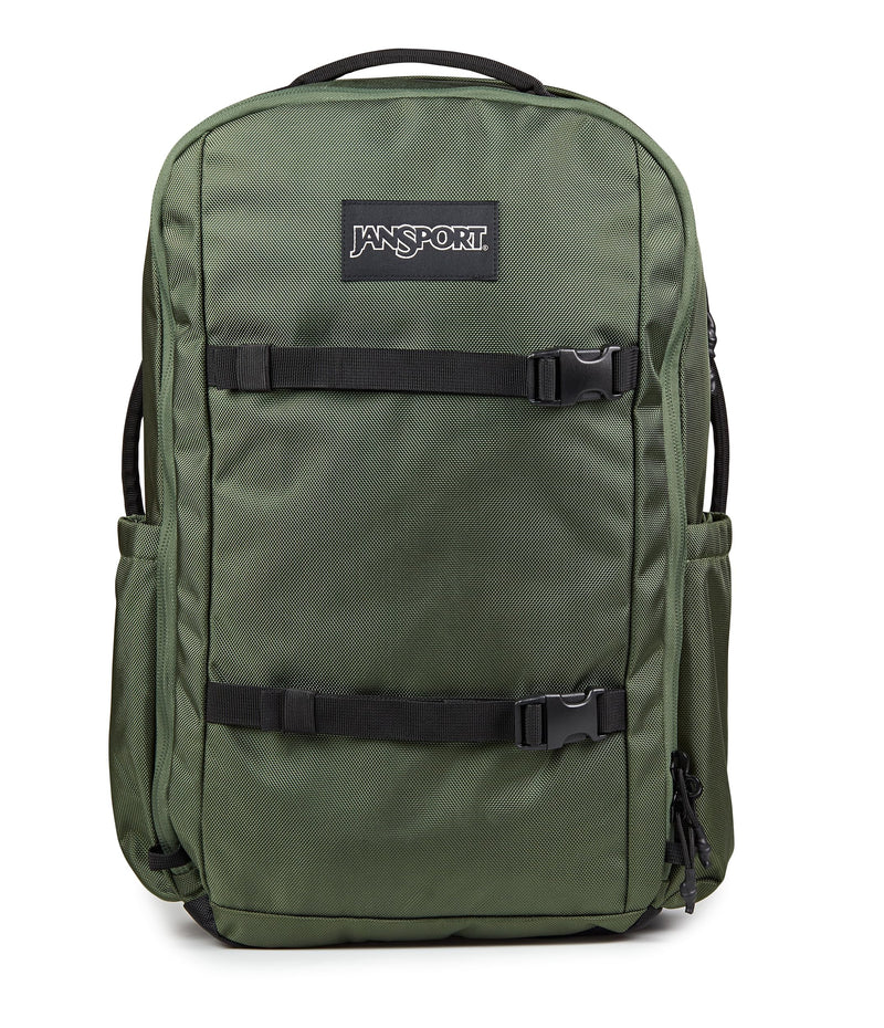 JanSport Venture Pack – Travel Pack With Large Main Compartment with Compression Straps, Dual Water Bottle Pockets, Padded Hip Belt & Luggage Trolley Pass-Through, Cargo Green